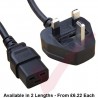 UK Plug (13 Amp) - C19 High Grade 1.5mmSq PVC Power Cable Black