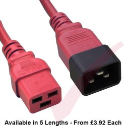 C19 to C20 High Grade H05VV-F 16A Power Cables Red