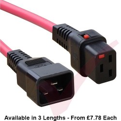 C19 Locking to C20 High Grade H05VV-F 16A Power Cables Red