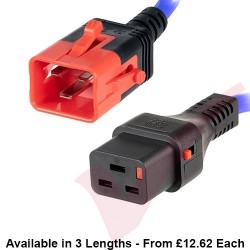 Dual Locking C19 to C20 16A Power Cables Blue