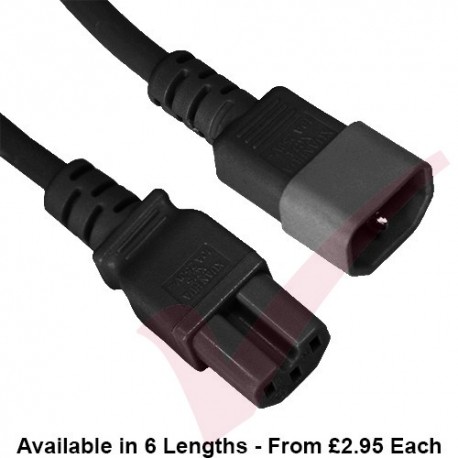 C14 to C15 HOT Condition Power Extension Cables Black