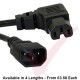 C14 to C15 Angled Right 10A Power Extension Cable Black