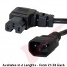 C14 to C15 Angled Left 10A Power Extension Cable Black