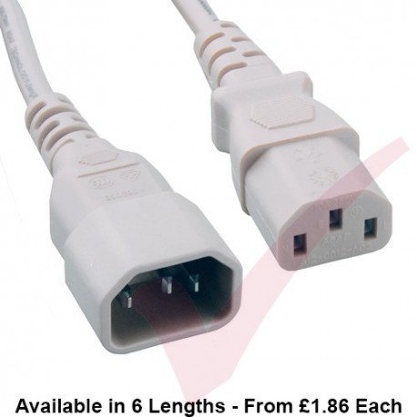 C13 to C14 High Grade H05VV-F Power Cable White
