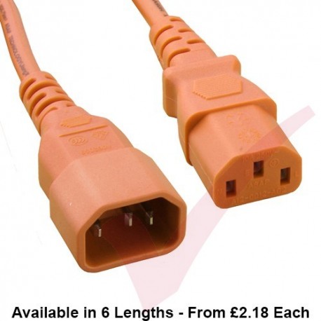 C13 to C14 High Grade H05VV-F Power Cable Orange
