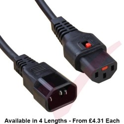 C13 Locking to C14 Power Cable Black