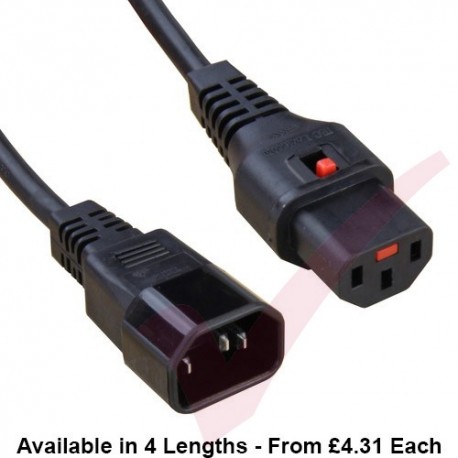 C13 Locking to C14 Power Cable Black