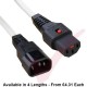 C13 Locking to C14 Power Cable White
