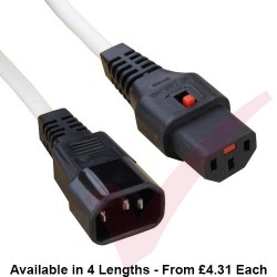 C13 Locking to C14 Power Cable White