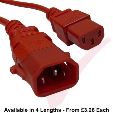 C13 to C14 'P-Lock' Power Cable Red
