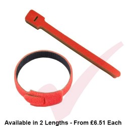 Red Hook & Loop Velcro Cable Ties - 20 Pack