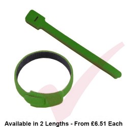 Green Hook & Loop Velcro Cable Ties 20 Pack