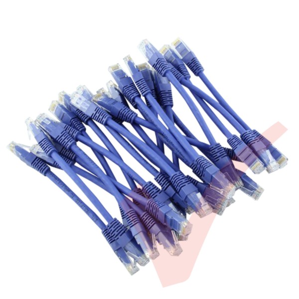 24 Pack of 15cm (6-inch) in Blue - Cat5e High Grade 125MHz 24AWG LSZH Patch Lead for 1U Patching