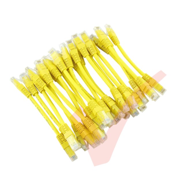 24 Pack of 15cm (6-inch) in Yellow - Cat5e High Grade 125MHz 24AWG LSZH Patch Lead for 1U Patching