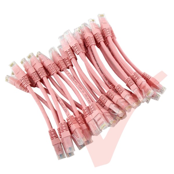 24 Pack of 15cm (6-inch) in Pink - Cat5e High Grade 125MHz 24AWG LSZH Patch Lead for 1U Patching