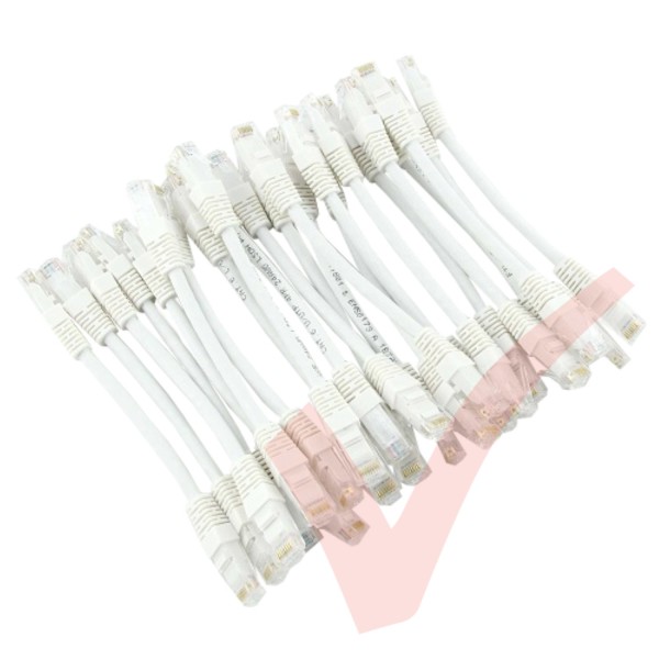 24 Pack of 20cm (8-inch) in White - Cat5e High Grade 125MHz 24AWG LSZH Patch Lead for 2U Patching
