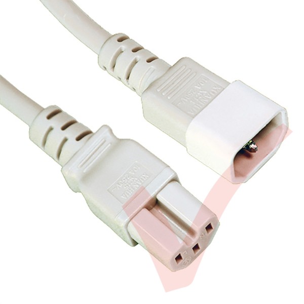 C14 to C15 HOT Condition Power Extension Cables White