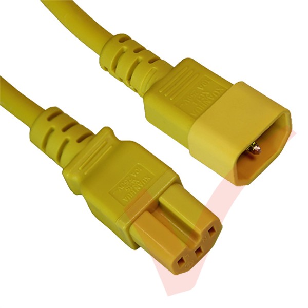 C14 to C15 HOT Condition Power Extension Cables Yellow