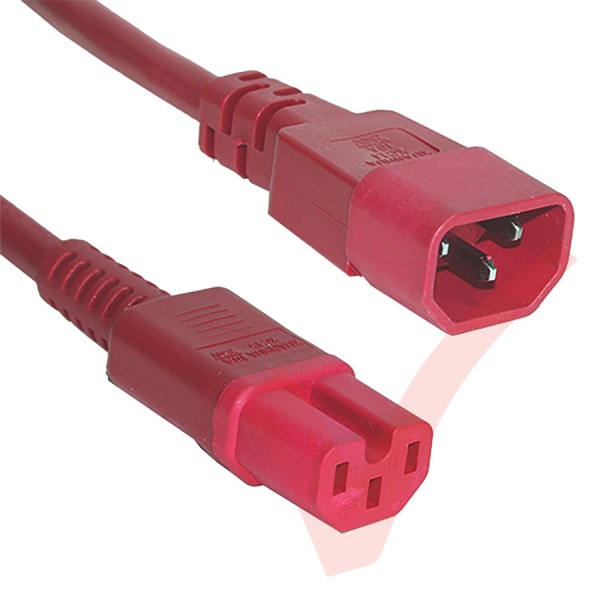 C14 to C15 HOT Condition Power Extension Cables Red