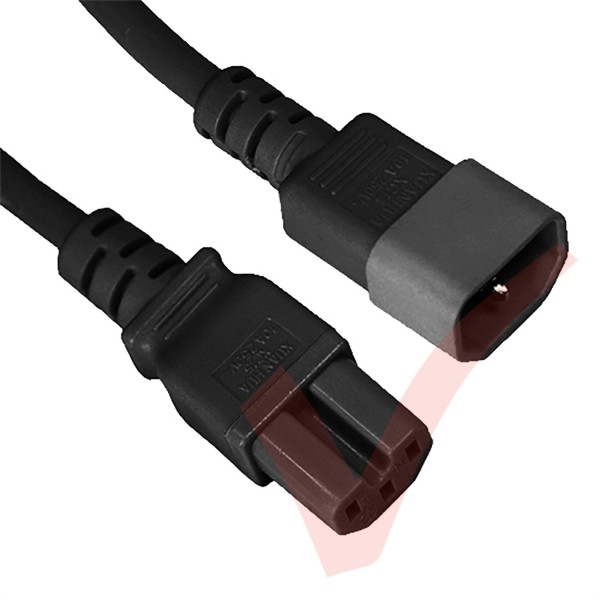 C14 to C15 HOT Condition Power Extension Cables Black