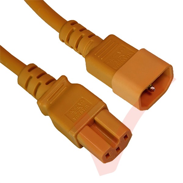 C14 to C15 HOT Condition Power Extension Cables Orange