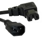 C14 to C15 Angled Right 10A Power Extension Cable Black