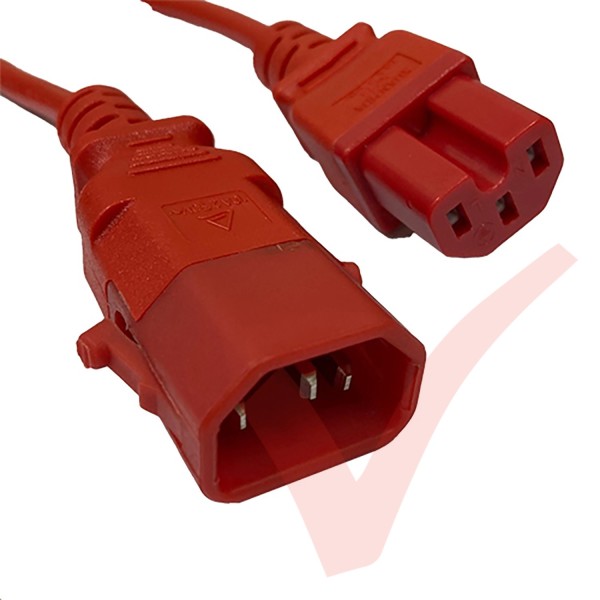 C15 to C14 'P-Lock' Power Cable Red