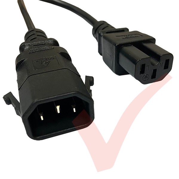 C15 to C14 'P-Lock' Power Cable Black