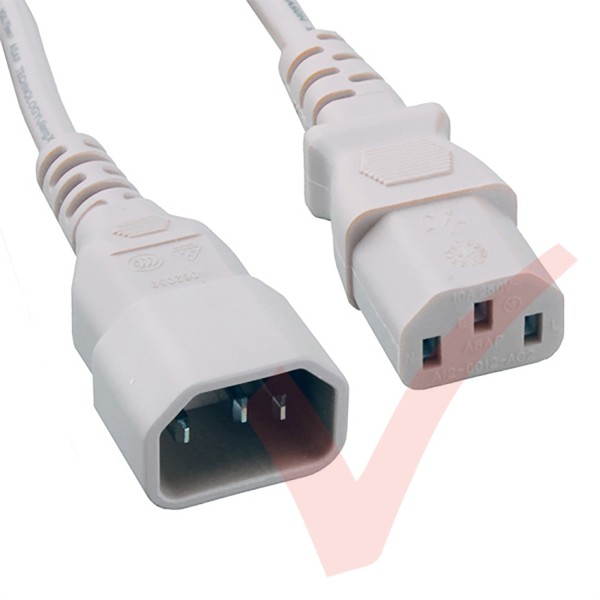 C13 to C14 High Grade H05VV-F Power Cable White