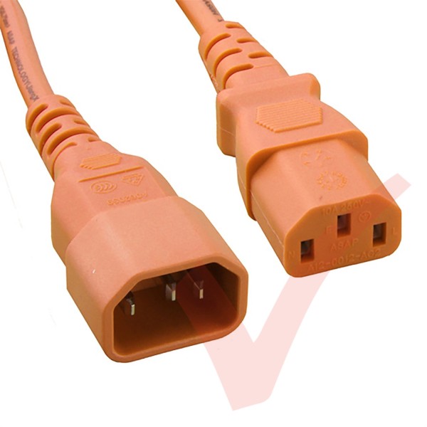 C13 to C14 High Grade H05VV-F Power Cable Orange
