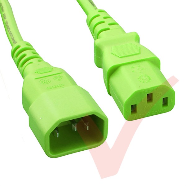 C13 to C14 High Grade H05VV-F Power Cable Green