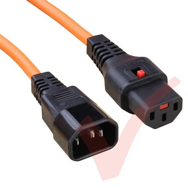 C13 Locking to C14 Power Cable Orange