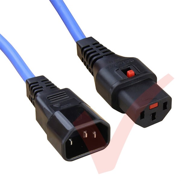 C13 Locking to C14 Power Cable Blue