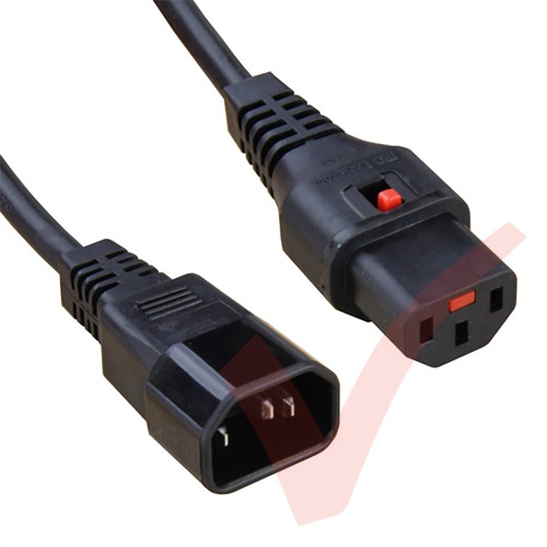 C13 Locking to C14 Power Cable Black