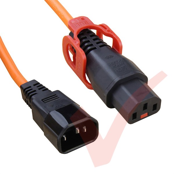 C13 Lock Plus to C14 H05VV-F Power Cable Orange