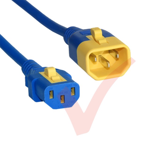 C13 to C14 'V-Lock' Power Cable Blue