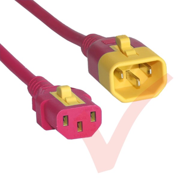 C13 to C14 'V-Lock' Power Cable Red