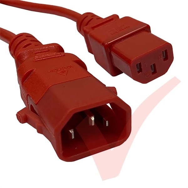 C13 to C14 'P-Lock' Power Cable Red