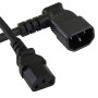 Black - C13 Straight - C14 Angled Left (C14 Plug) - IEC Female Straight (C13) Premium SJT Power Cable