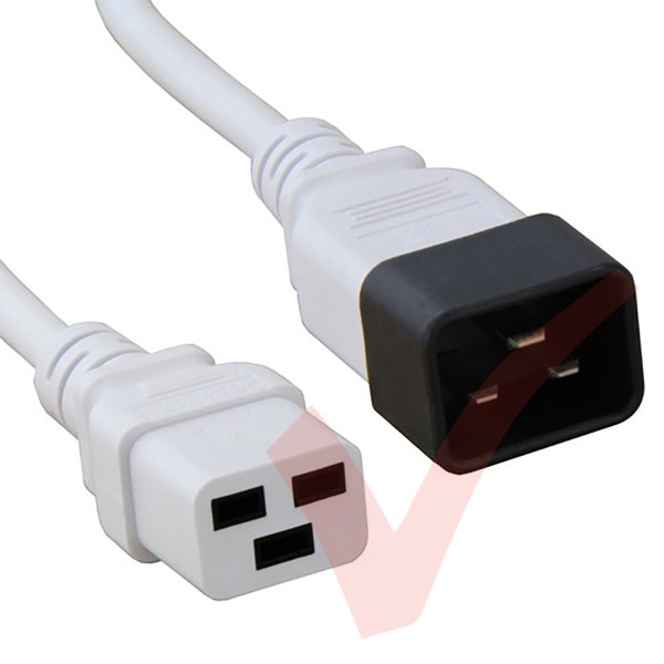 C19 to C20 High Grade H05VV-F 16A Power Cables White