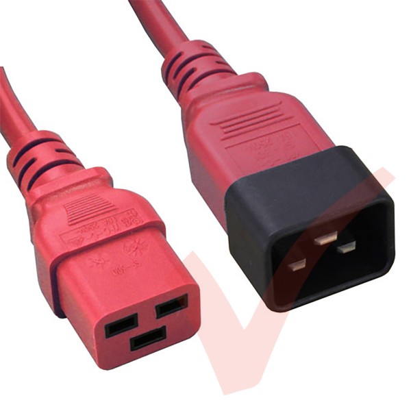 C19 to C20 High Grade H05VV-F 16A Power Cables Red