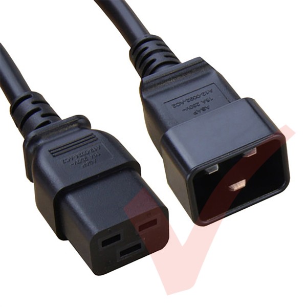 C19 to C20 High Grade H05VV-F 16A Power Cables Black
