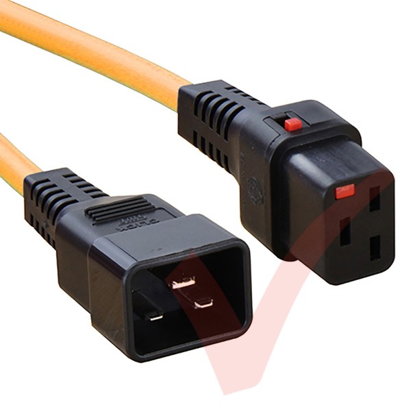 C19 Locking to C20 High Grade H05VV-F 16A Power Cables Orange