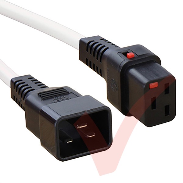 C19 Locking to C20 High Grade H05VV-F 16A Power Cables White