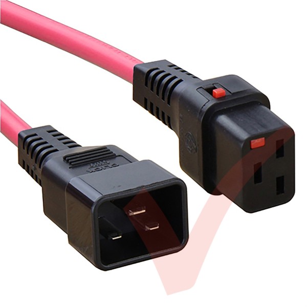 C19 Locking to C20 High Grade H05VV-F 16A Power Cables Red