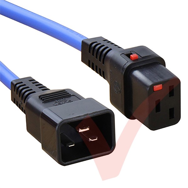 C19 Locking to C20 High Grade H05VV-F 16A Power Cables Blue