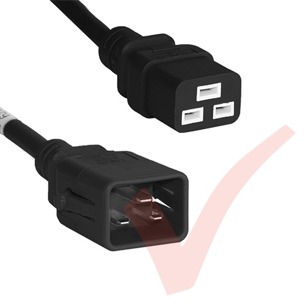 C19 to C20 'P-Lock' Power Cable Black
