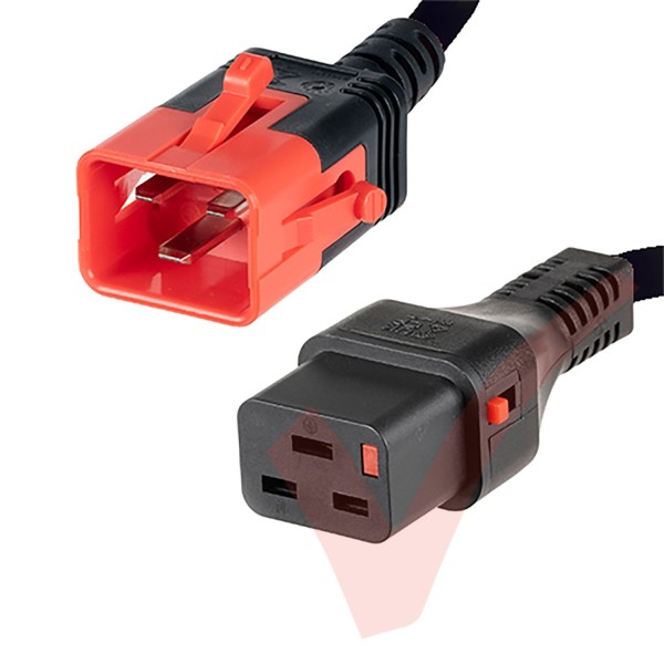 Dual Locking C19 to C20 16A Power Cables Black