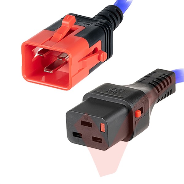 Dual Locking C19 to C20 16A Power Cables Blue