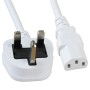 UK Mains Plug (5 Amp) - C13 High Grade 0.75mmSq PVC Power Cables White